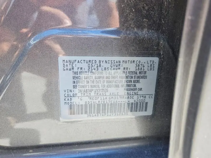 2018 NISSAN SENTRA SR  