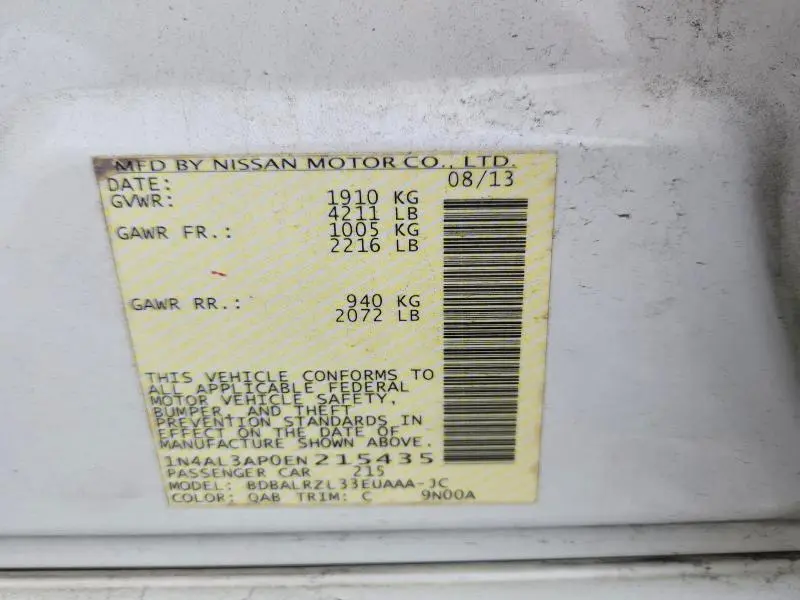 2014 NISSAN ALTIMA 2.5 S  