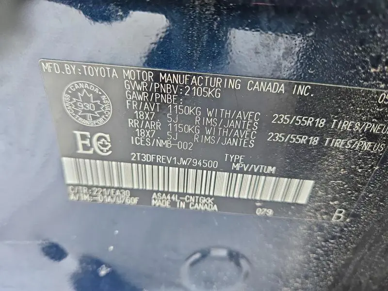 2018 TOYOTA RAV4 LIMITED  