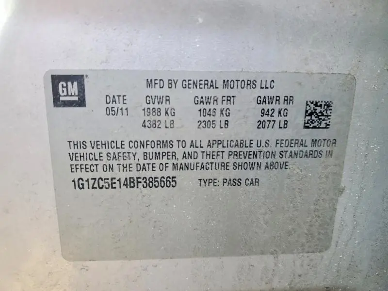 2011 CHEVROLET MALIBU 1LT  