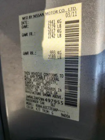 2011 NISSAN ALTIMA BASE  