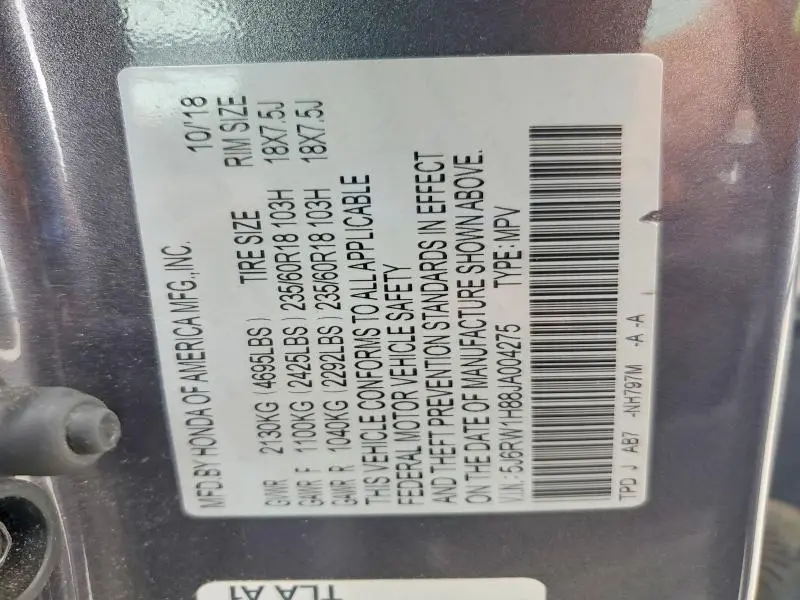 2018 HONDA CR-V EXL  