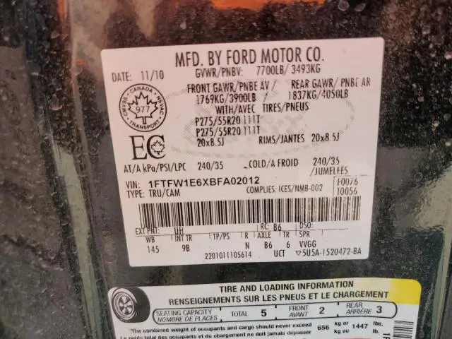 2011 FORD F150 SUPERCREW  