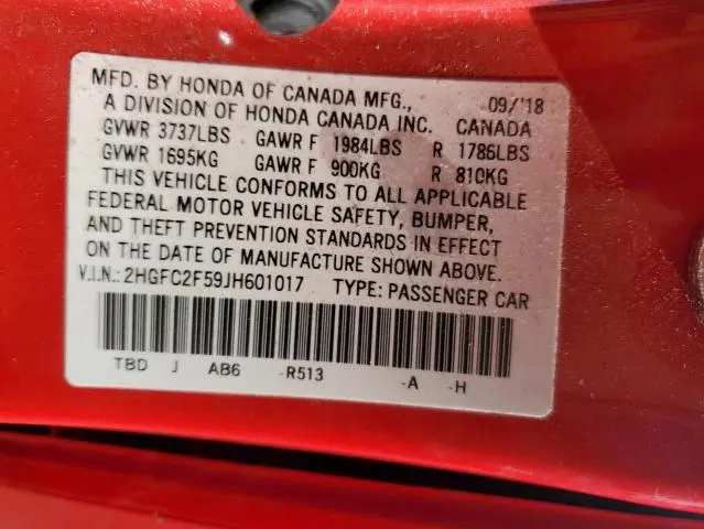 2018 HONDA CIVIC LX  