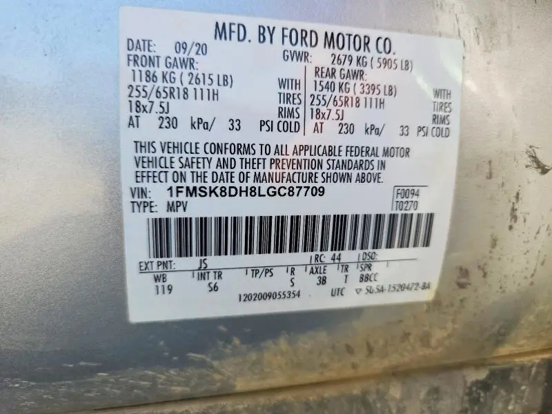 2020 FORD EXPLORER XLT  