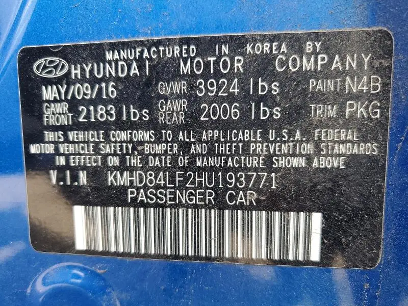 2017 HYUNDAI ELANTRA LIMITED  