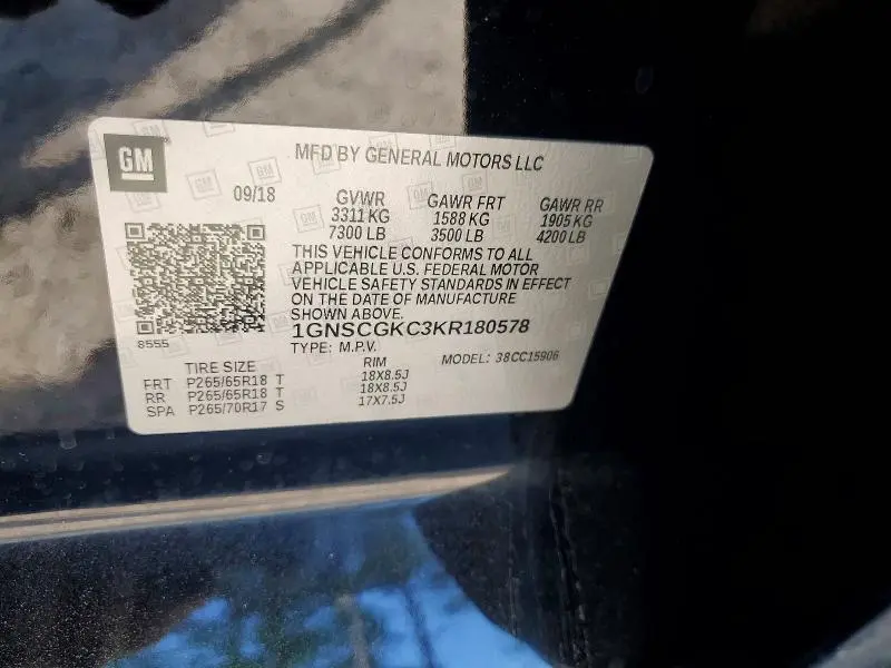 2019 CHEVROLET SUBURBAN C1500 LS  