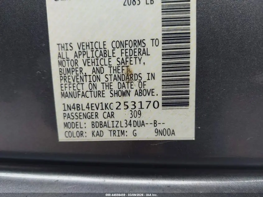 2019 NISSAN ALTIMA 2.5 SL