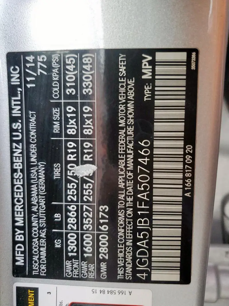 2015 MERCEDES-BENZ ML 350  