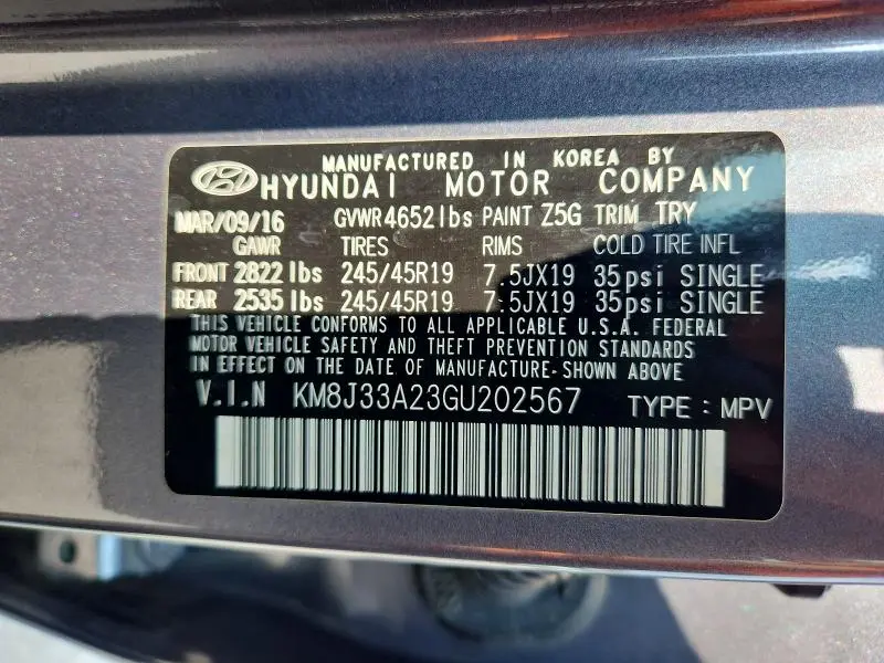 2016 HYUNDAI TUCSON LIMITED  