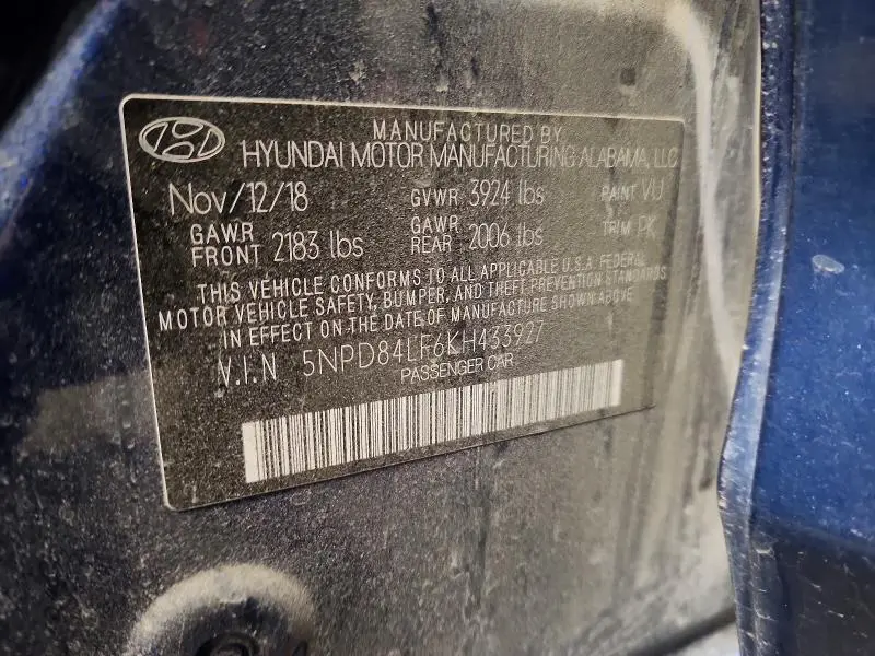 2019 HYUNDAI ELANTRA SEL  