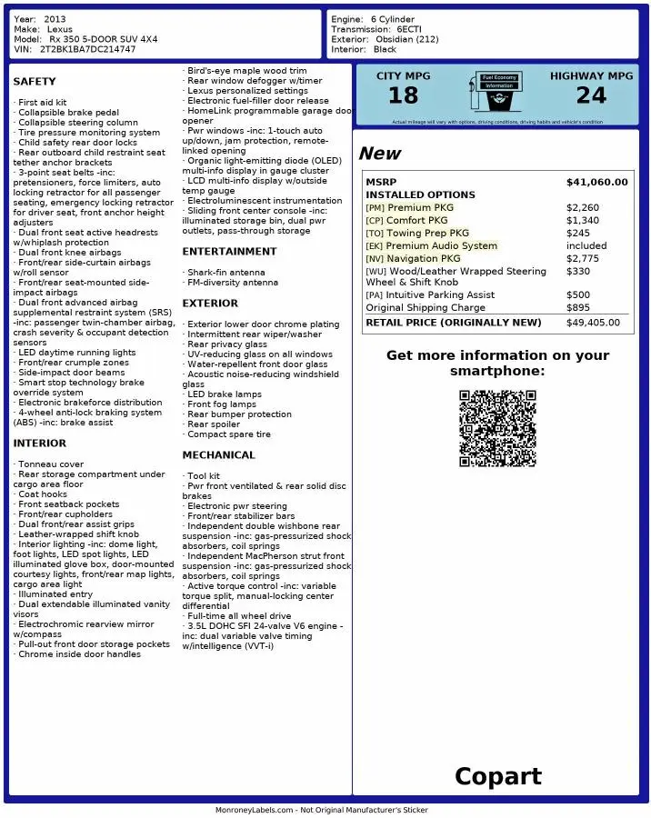 2013 LEXUS RX 350 BASE  