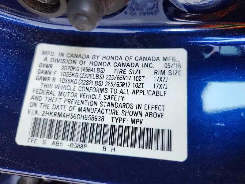 2016 HONDA CR-V EX  