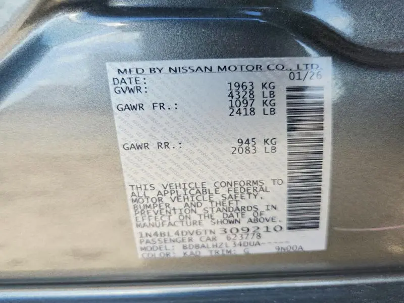 2026 NISSAN ALTIMA SV  
