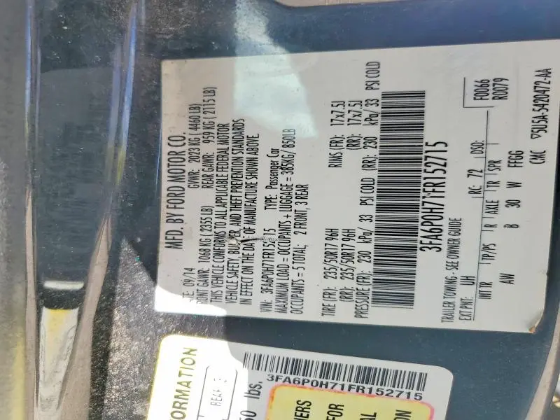 2015 FORD FUSION SE  