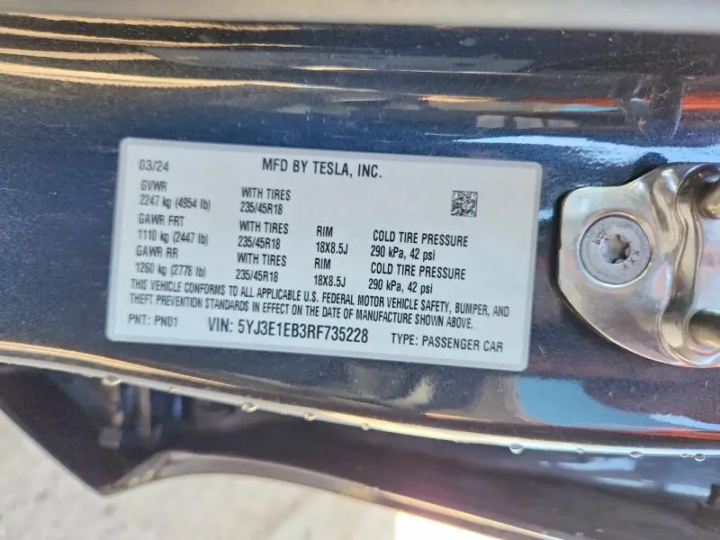 2024 TESLA MODEL 3   