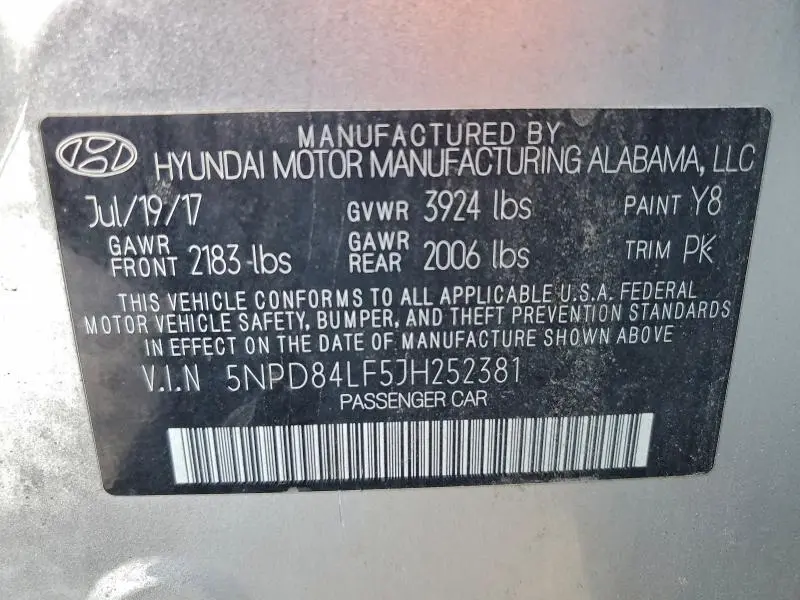 2018 HYUNDAI ELANTRA SEL  