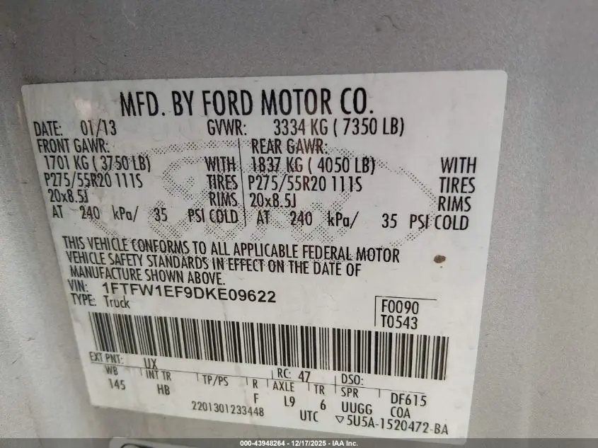 2013 FORD F-150 LARIAT