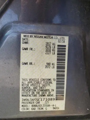 2016 NISSAN ALTIMA 2.5  