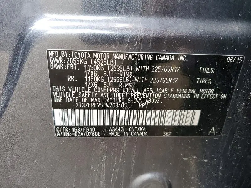 2015 TOYOTA RAV4 LE  
