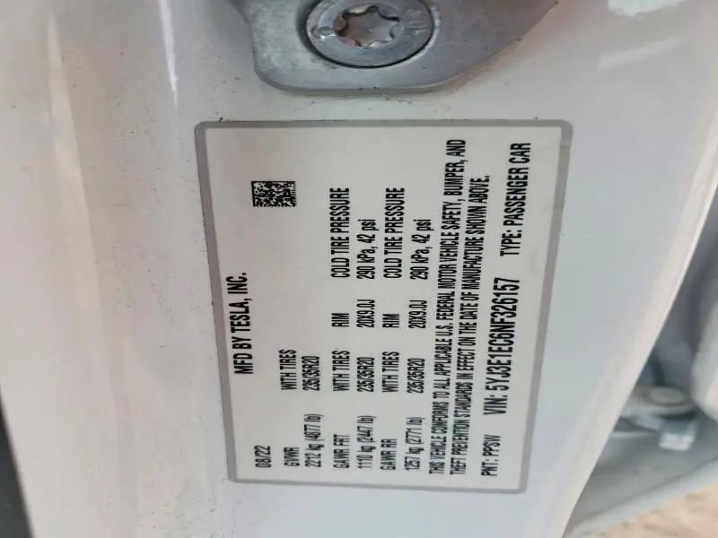2022 TESLA MODEL 3   