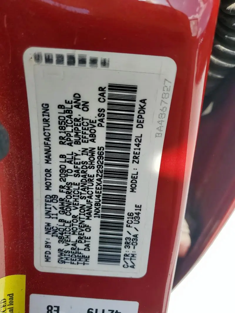 2010 TOYOTA COROLLA BASE  