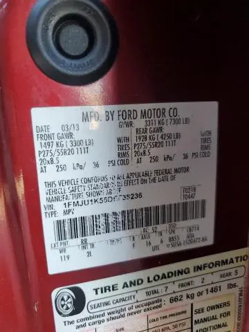 2013 FORD EXPEDITION LIMITED  