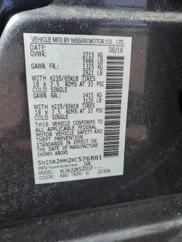 2019 NISSAN PATHFINDER S  