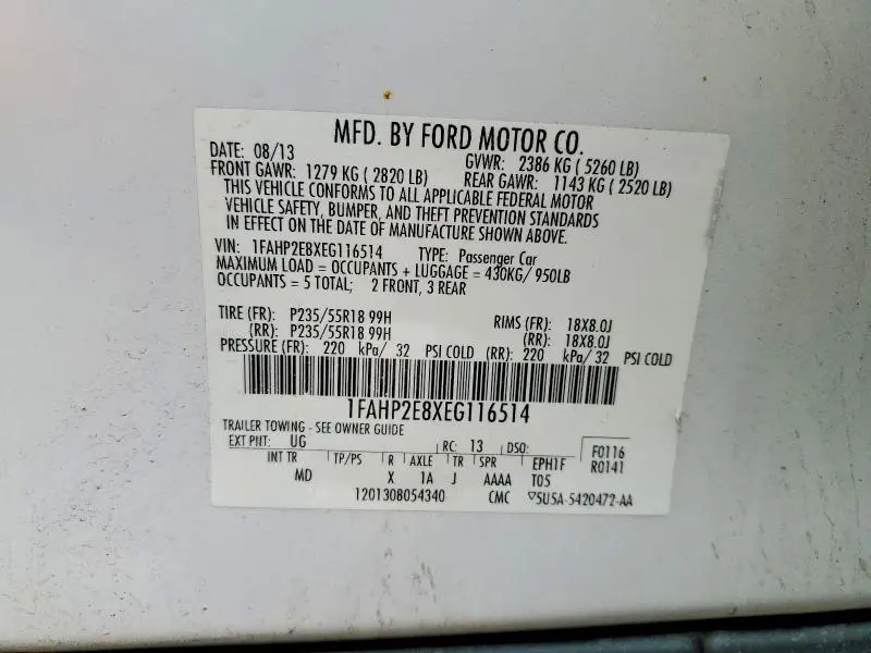 2014 FORD TAURUS SEL  
