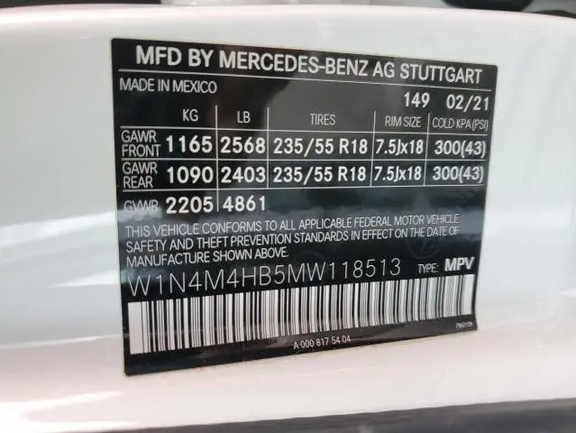 2021 MERCEDES-BENZ GLB 250 4MATIC  