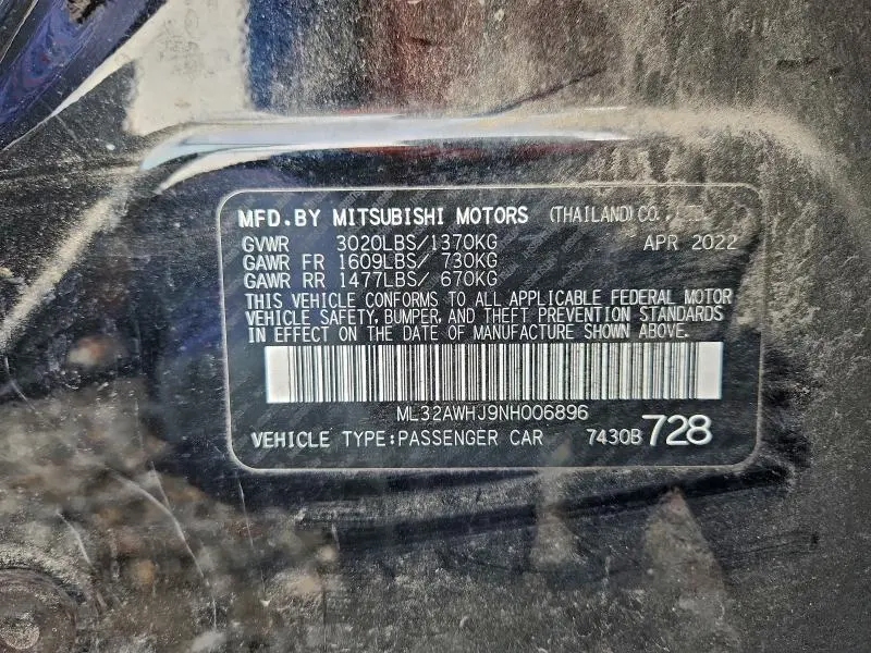 2022 MITSUBISHI MIRAGE SE  