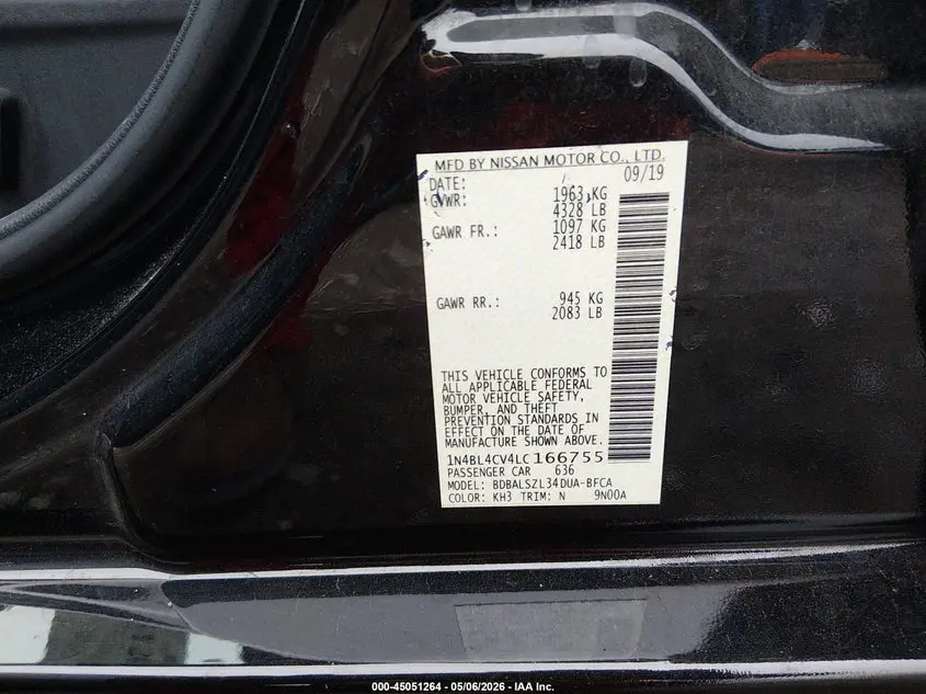 2020 NISSAN ALTIMA SR FWD