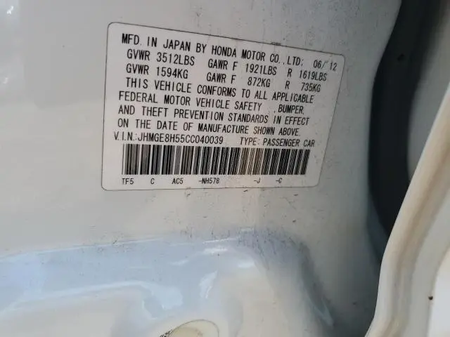 2012 HONDA FIT SPORT  