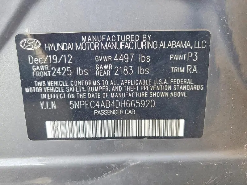 2013 HYUNDAI SONATA SE  