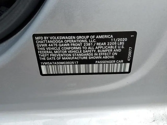 2021 VOLKSWAGEN PASSAT SE  