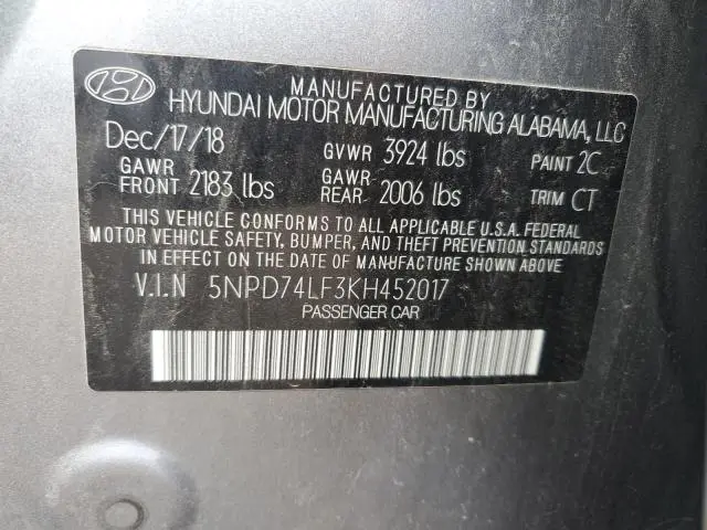 2019 HYUNDAI ELANTRA SE  