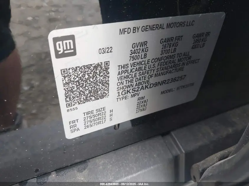 2022 GMC YUKON 4WD SLE