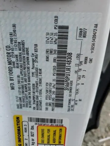 2018 FORD FUSION SE PHEV  