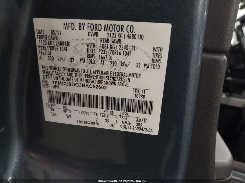 2011 FORD ESCAPE XLT