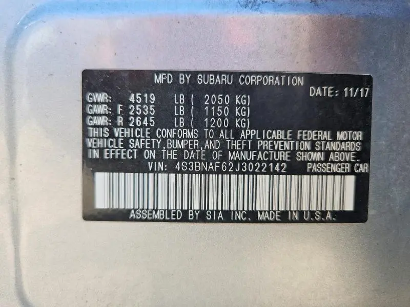 2018 SUBARU LEGACY 2.5I PREMIUM  