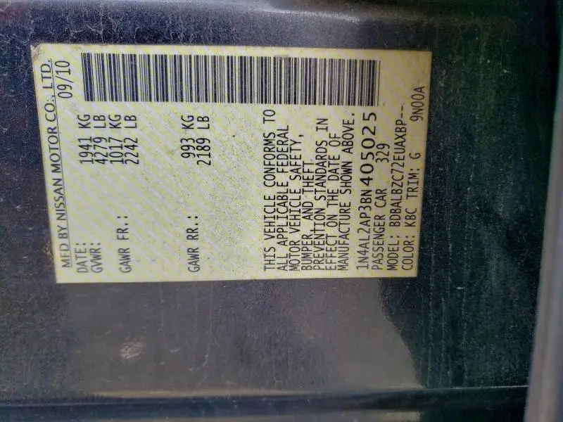 2011 NISSAN ALTIMA BASE  