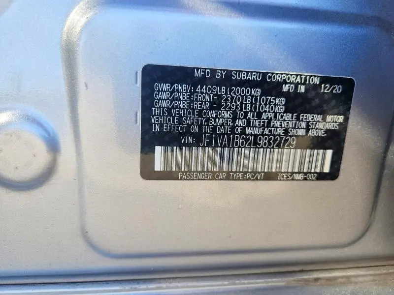 2020 SUBARU WRX PREMIUM  