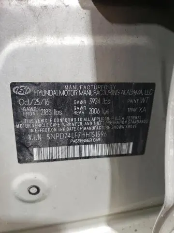 2017 HYUNDAI ELANTRA SE  