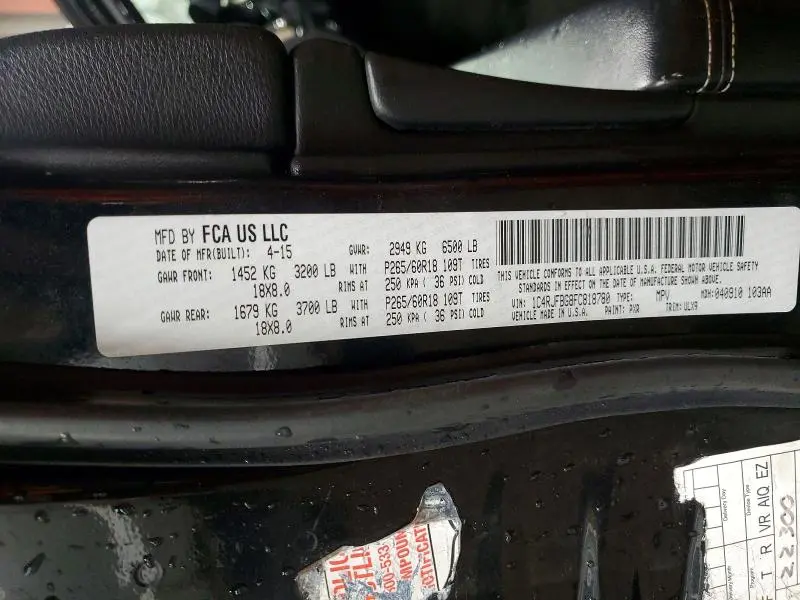 2015 JEEP GRAND CHEROKEE LIMITED  