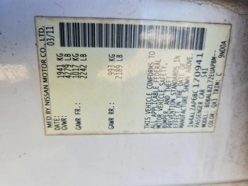 2011 NISSAN ALTIMA 2.5  