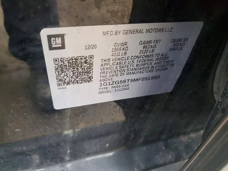 2021 CHEVROLET MALIBU RS  