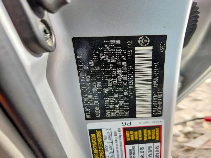 2012 TOYOTA CAMRY LE  
