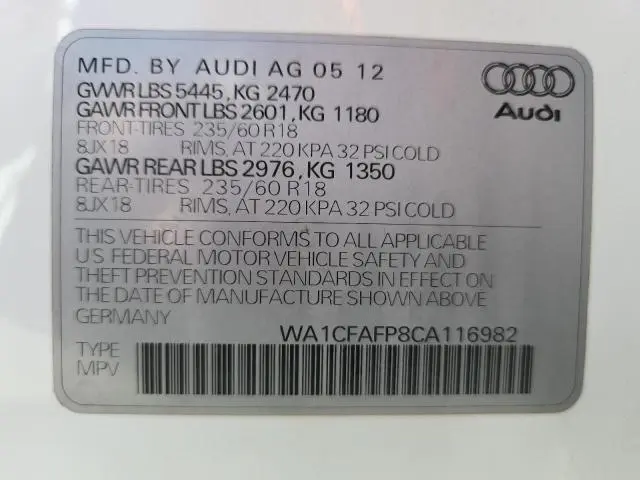 2012 AUDI Q5 PREMIUM