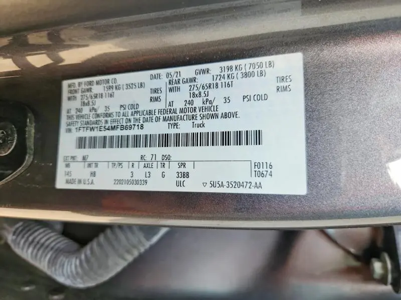 2021 FORD F150 SUPERCREW  
