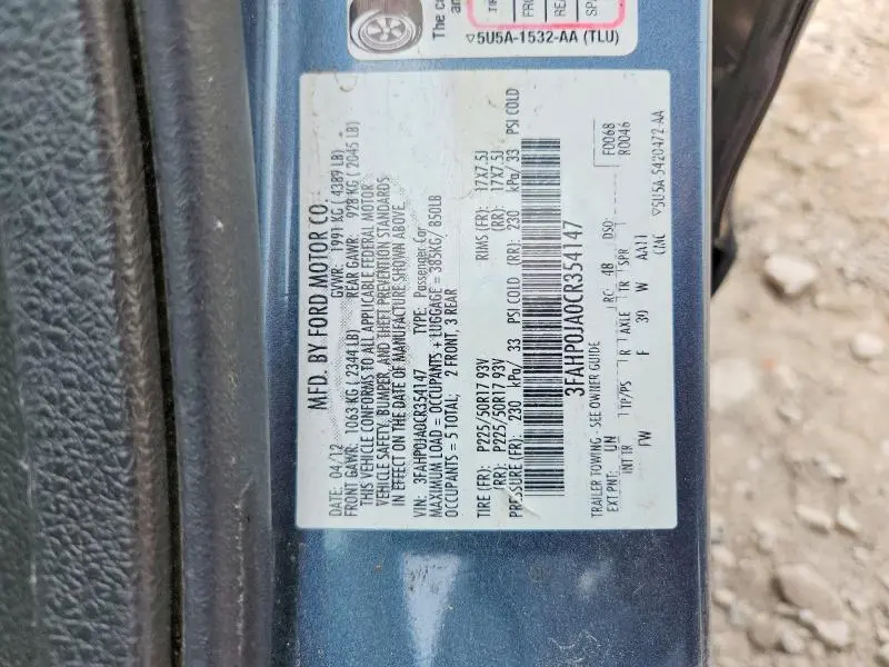 2012 FORD FUSION SEL  